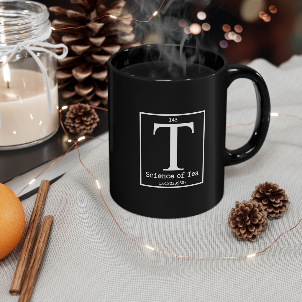 Science of Tea Black Mug | 11 oz Ceramic Tea & Coffee Cup