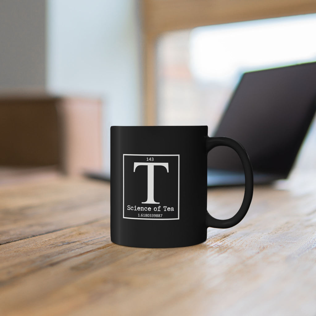 Science of Tea Black Mug | 11 oz Ceramic Tea & Coffee Cup