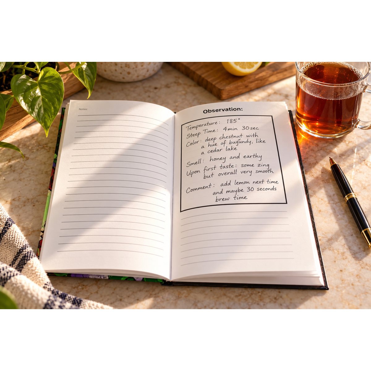 Science of Tea 72pg Workbook Journal Notebook Hardcover
